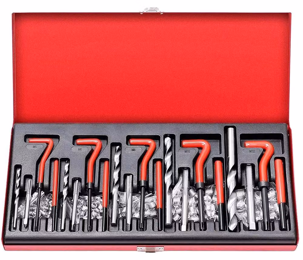 Kit di riparazione filetti, set di utensili da 131 pezzi, compatibile con filetti metrici, 131 pezzi