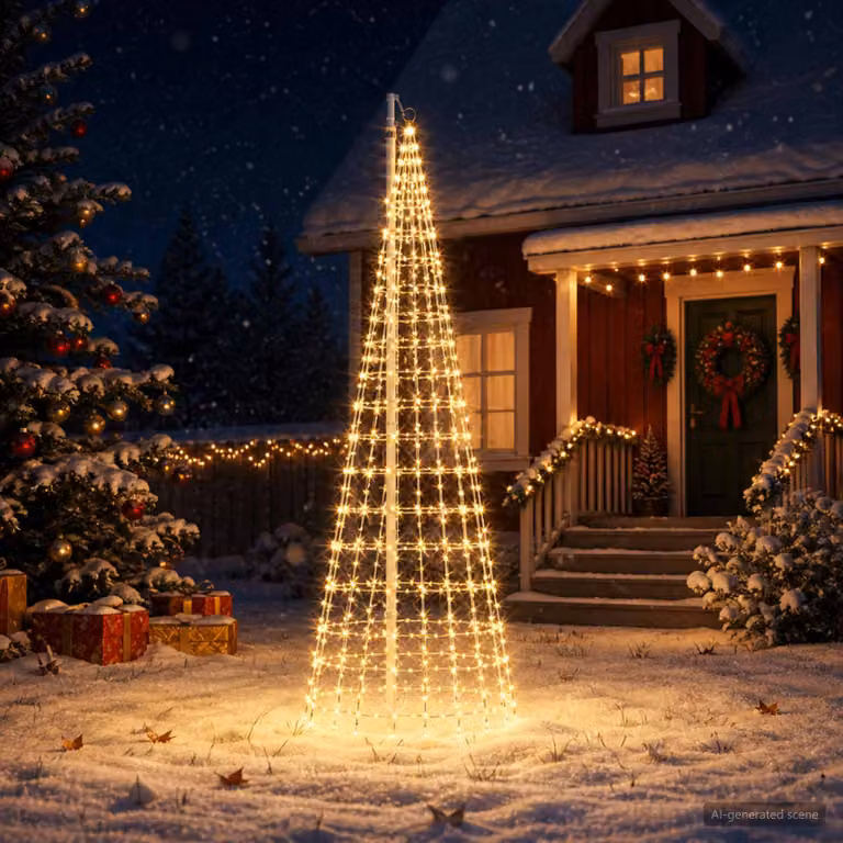 vidaXL Luci per albero di Natale con picchetti e asta per bandiera