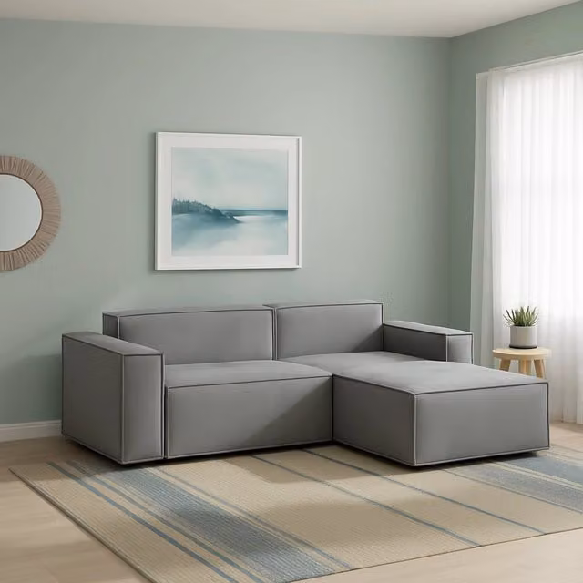 Divano componibile Ameli Talamo Italia con penisola destra, modello moderno in tessuto grigio con funzione letto e coperture rimovibili, L: 240 cm, P: 170 cm, H: 70 cm – 1