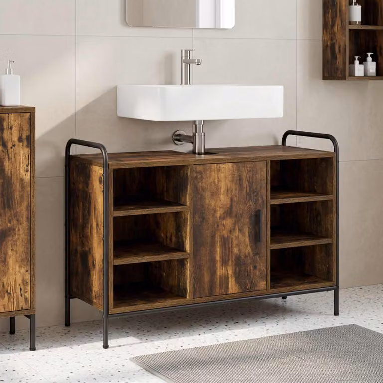 vidaXL Mobile da Bagno Rovere Fumo 95 x 34 x 61 cm