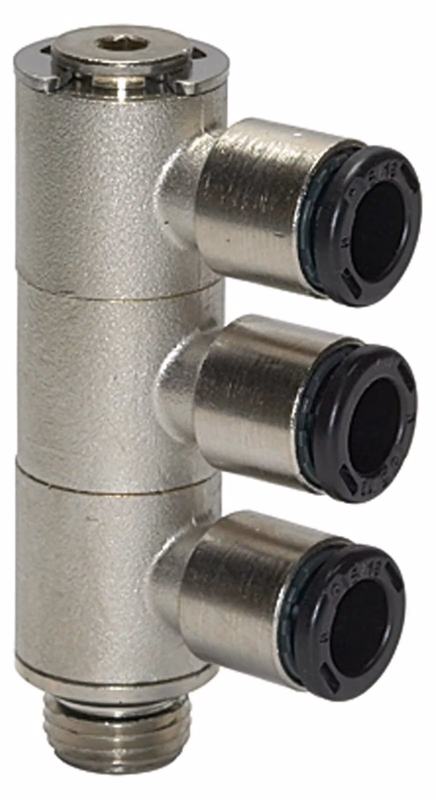 Riegler L-manifold 3 vie "click-clock", girevole, G 1/8 a. 8 mm