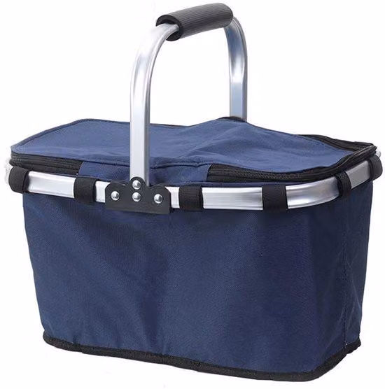 Carrello a mano in alluminio con ampio scomparto laterale, blu, con cerniera.