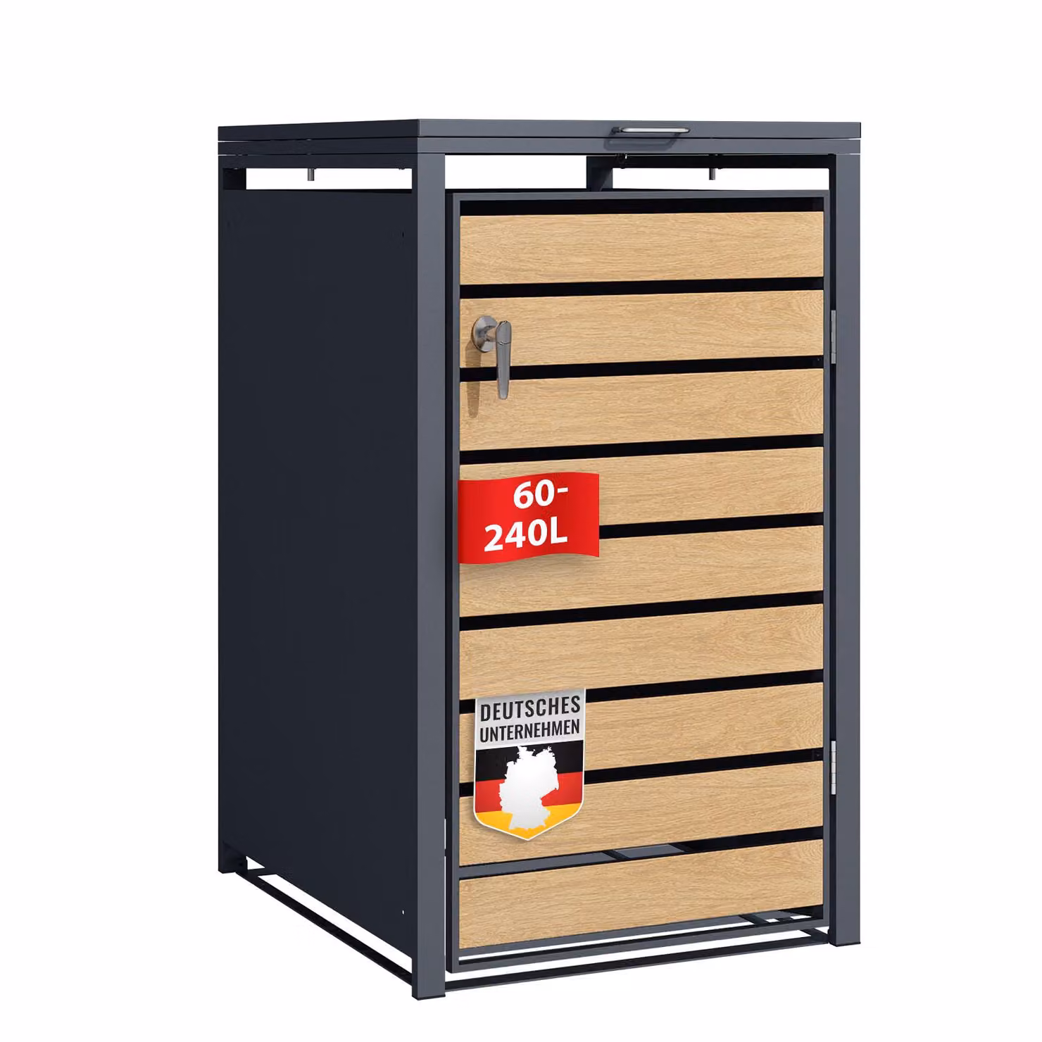 Cassonetto per rifiuti Johan Copri cestino color antracite con decoro in legno per 1 cestino