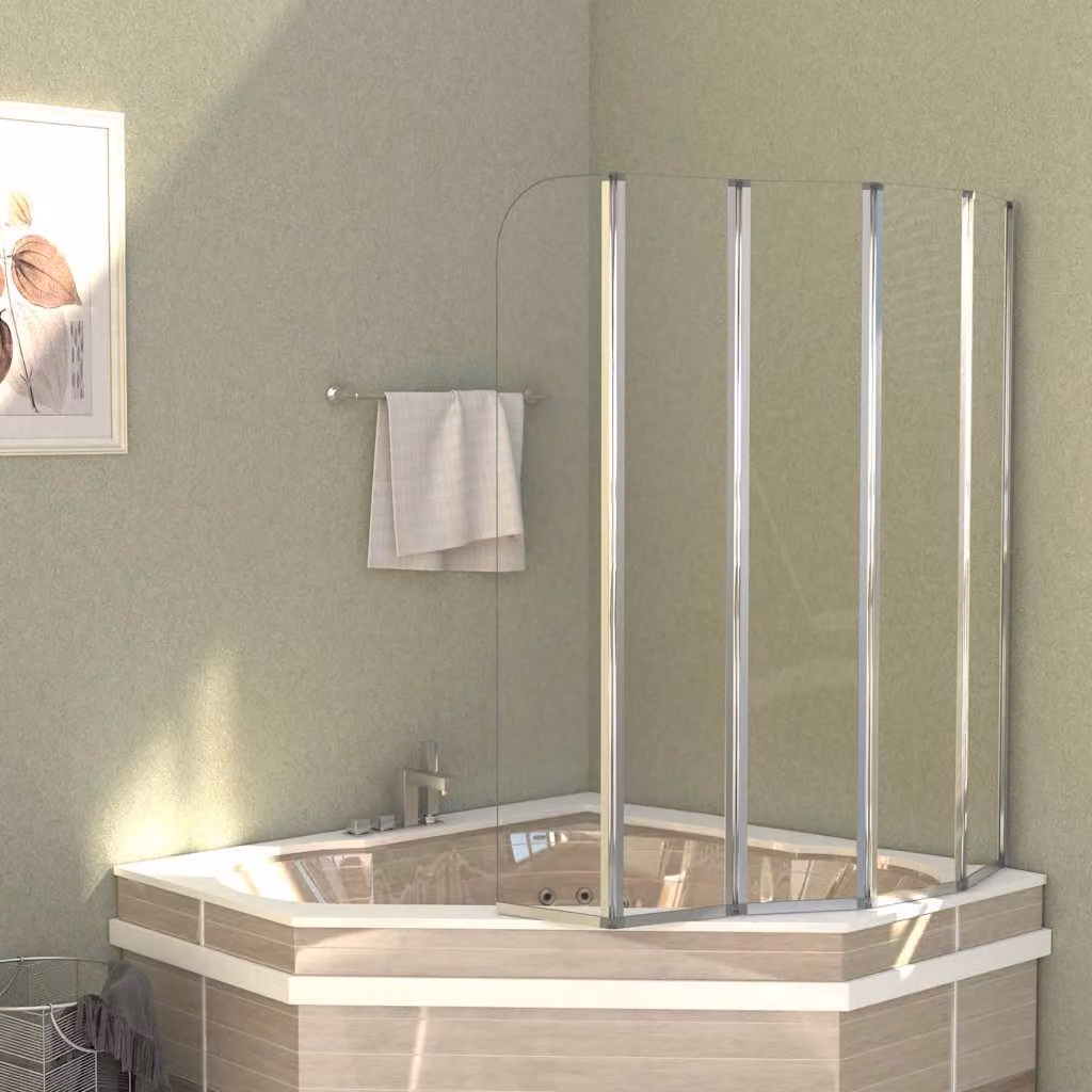 Cabina doccia angolare pentagonale vidaXL in vetro temperato trasparente L 120 cm x P 140 cm