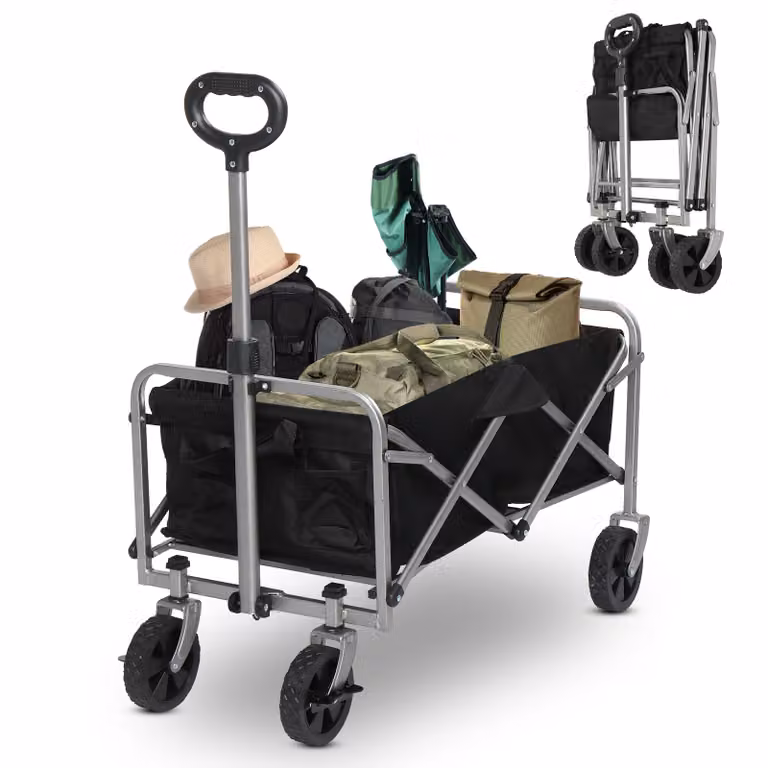 ALIGHTUP, carrello pieghevole, carrello trasportabile, dimensioni 74,5x43,5x85 cm, rotelle girevoli a 360°, capacità di carico fino a 100 kg, colore nero