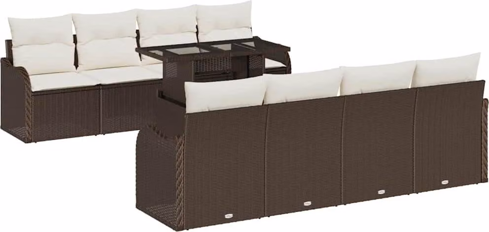 Set Divano da Giardino con cuscino 7 pcs Marrone polyrattan