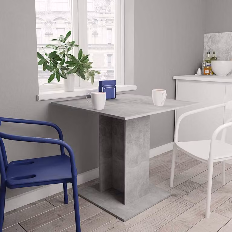 vidaXL Tavolo da Pranzo Quadrato in Legno Multistrato Grigio Opaco L/P/H: 80 x 80 x 75 cm
