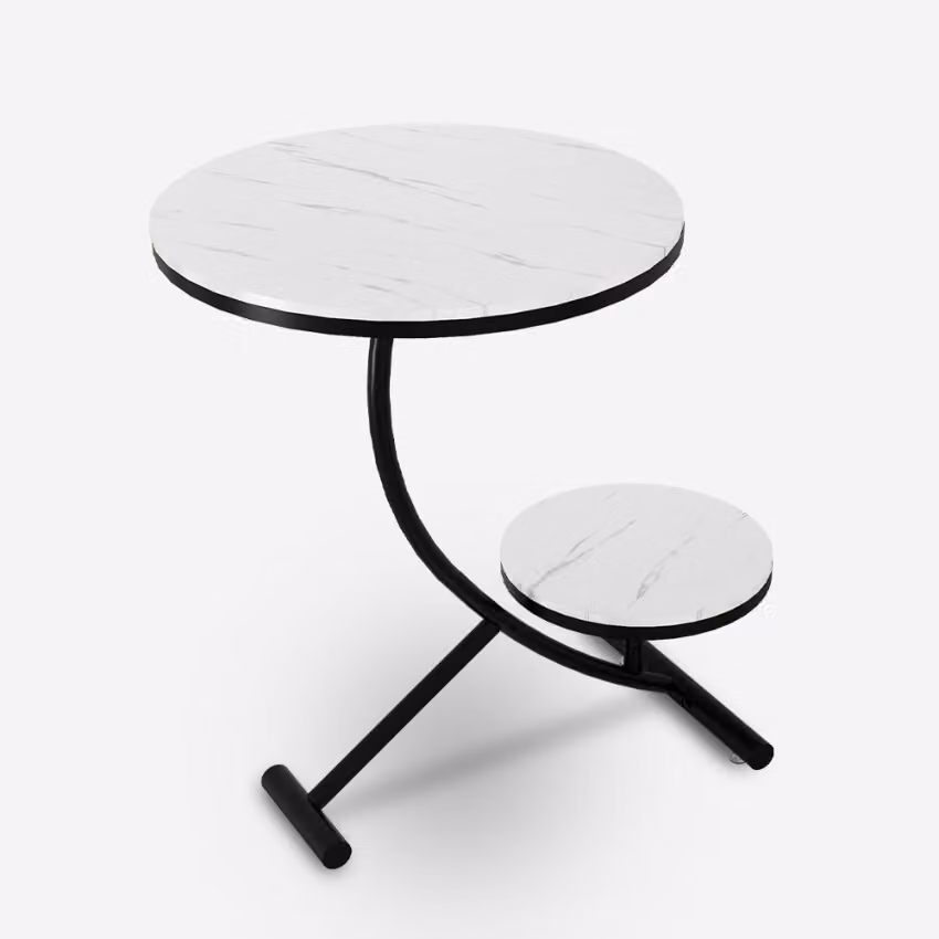 Elegante tavolino con 2 basi rotonde in marmo 45x50cm Marpes L - Bianco