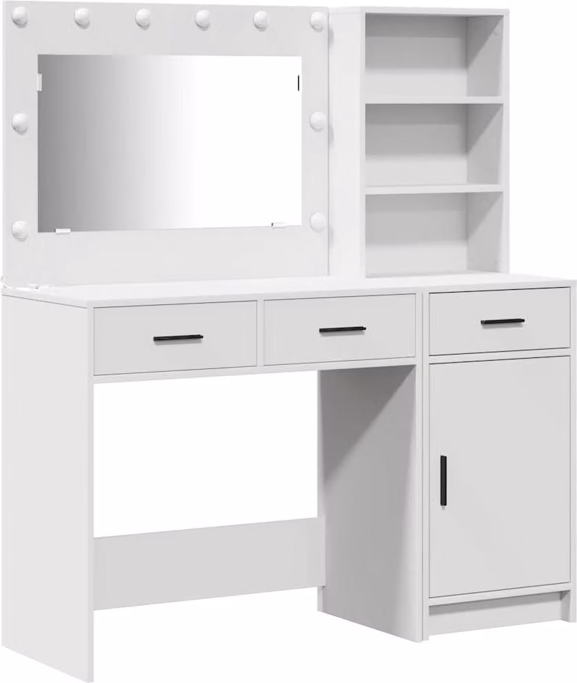 Tavolo da Trucco con cassetto 2 pcs Bianco Legno multistrato