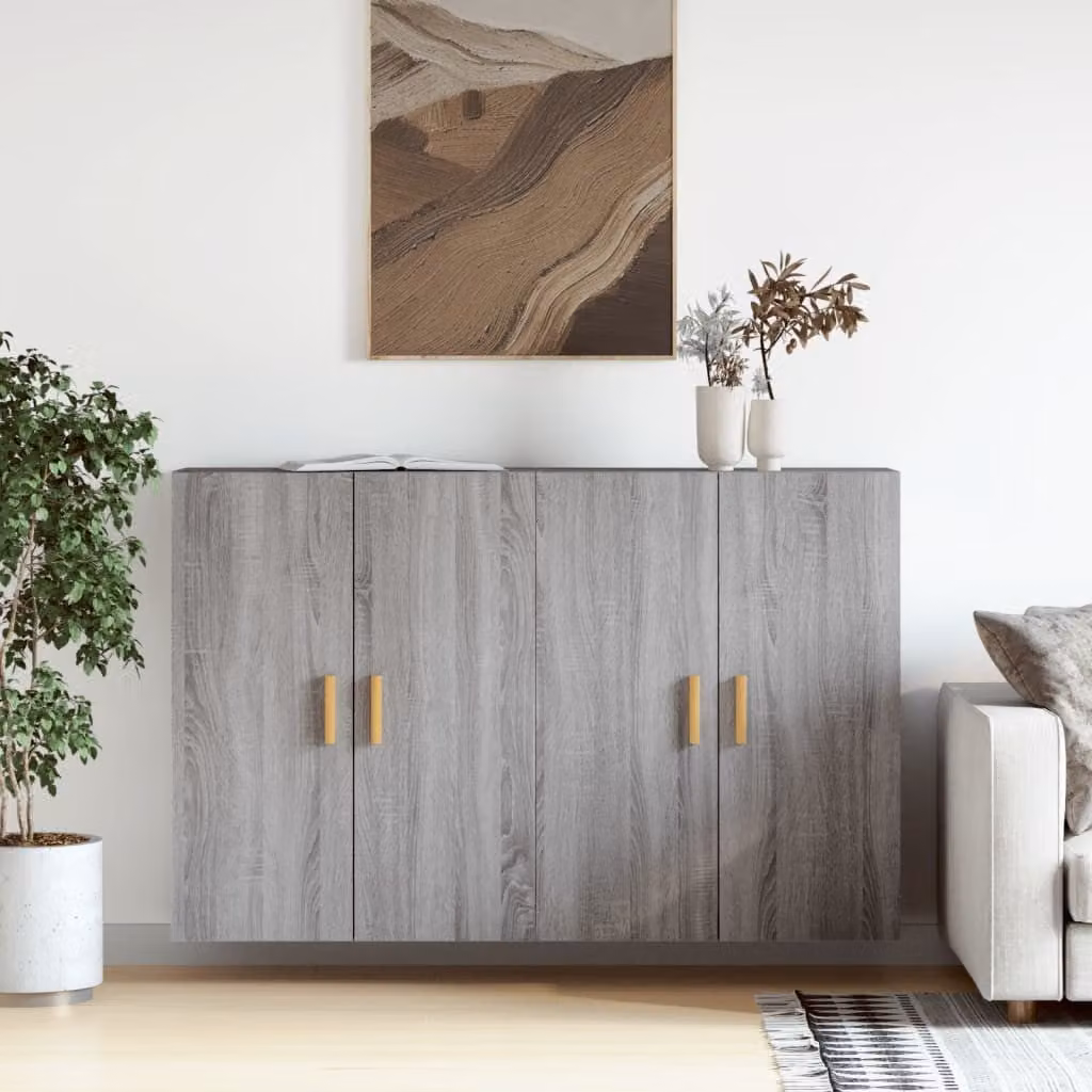 Set di 2 armadietti a parete moderni vidaXL in legno multistrato e MDF, colore grigio opaco