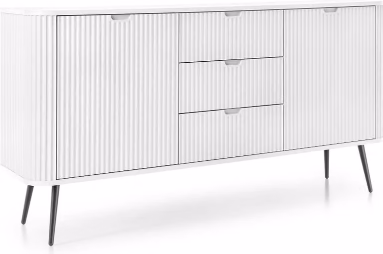 FURNLUX Credenza Zova Bianco e Nero 168cm / Colore principale: Bianco / Dimensioni: 168 x 87 x 39 cm