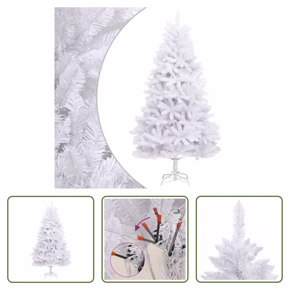 The Living Store Albero di Natale artificiale pieghevole con supporto bianco 270 cm
