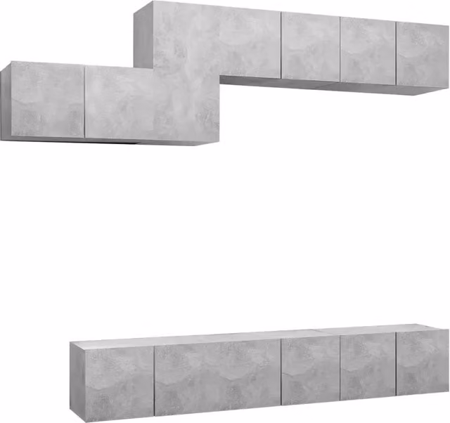 Set di Mobili Porta TV 7 pz | Armadietto TV | Mobile Porta TV Grigio Cemento in Legno Multistrato