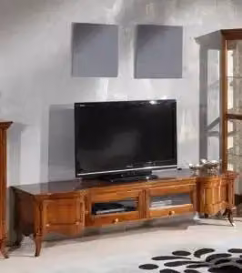 Porta TV Le Dune KIVIO in legno noce scuro con 2 ante e 2 ribalte centrali L: 200 cm, P: 50 cm, H: 53 cm