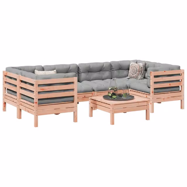 Set Divani Giardino 7 pz Cuscini Legno Massello Abete Douglas 3299317