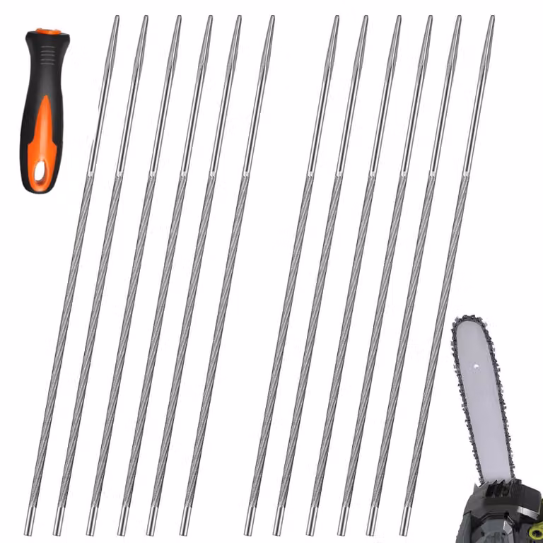 Omgoods - Set di 13 lime rotonde per motoseghe, con manico