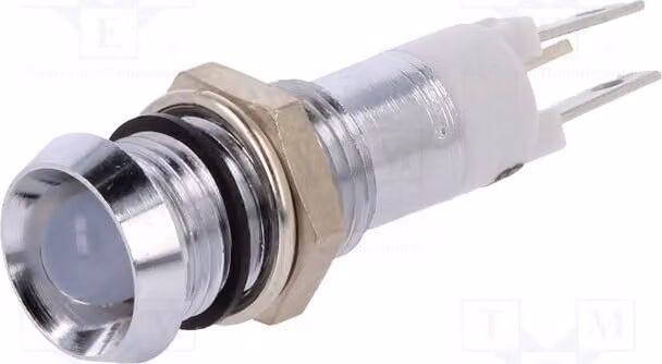 1 x Indicatore luminoso: LED, 24÷28 VDC, grado di protezione IP67, foro di montaggio: Ø 8,2 mm, concavo, metallo, modello SWBE08214