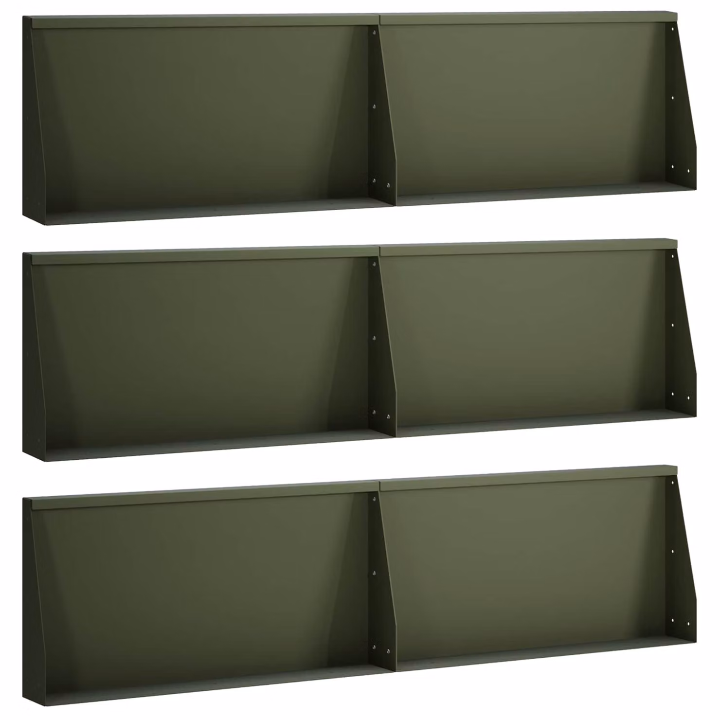 Set di 6 aiuole rialzate vidaXL in acciaio verde oliva per giardino ornamentale L: 80 cm, P: 12 cm, H: 50 cm