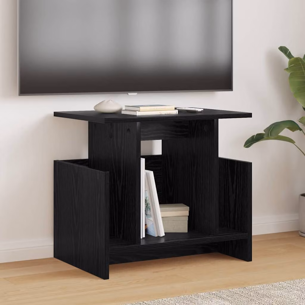 Supporto TV moderno vidaXL in legno ingegnerizzato color rovere nero L: 50 cm, P: 35 cm, H: 45 cm
