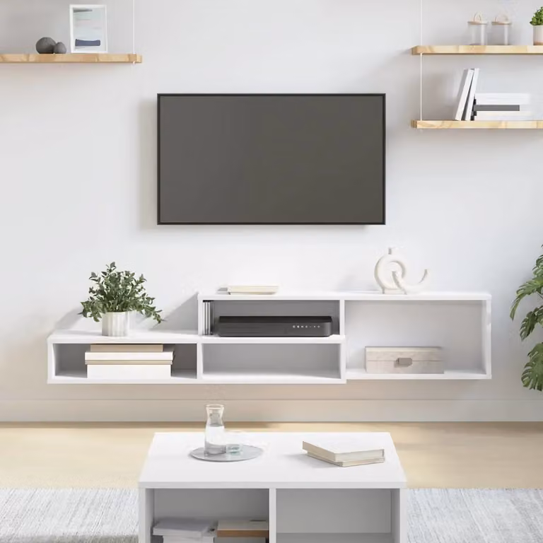 Supporto per TV da parete vidaXL in legno MDF bianco, L 150 x P 25 x H 28,5 cm
