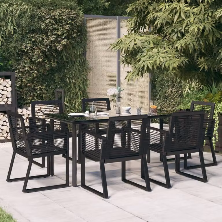 Maison Exclusive - Set da pranzo da giardino 7 pezzi in rattan PVC nero