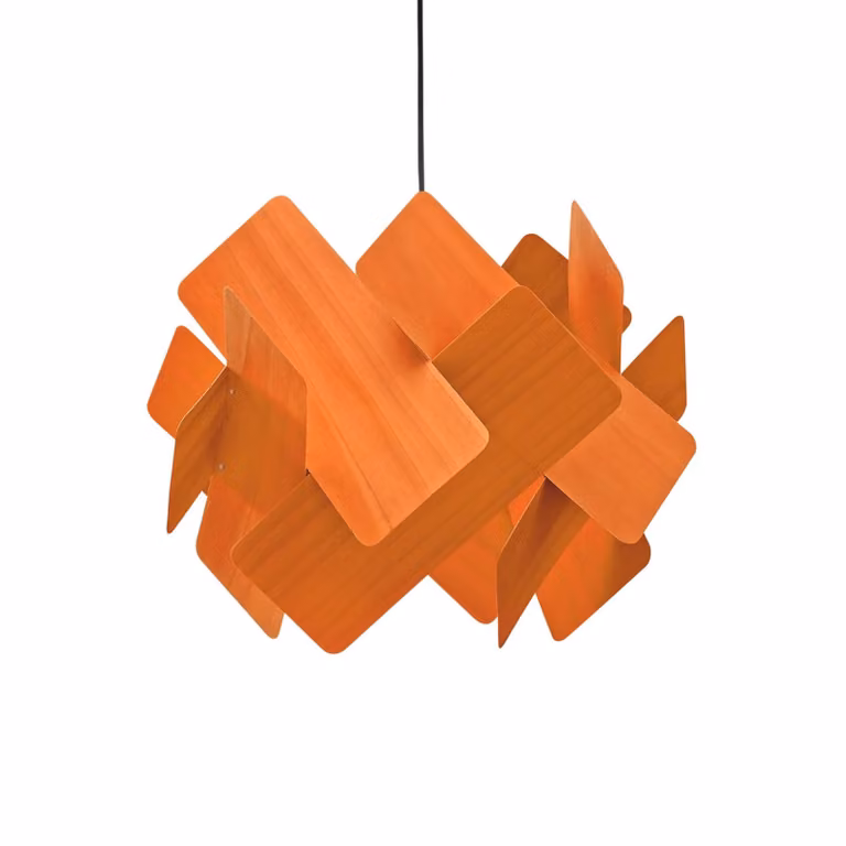 LZF LAMPS Lampada a sospensione Escape, dimmerabile, Giallo / Arancione, Soggiorno / Sala da pranzo, Legno, Design, Lampada a sospensione