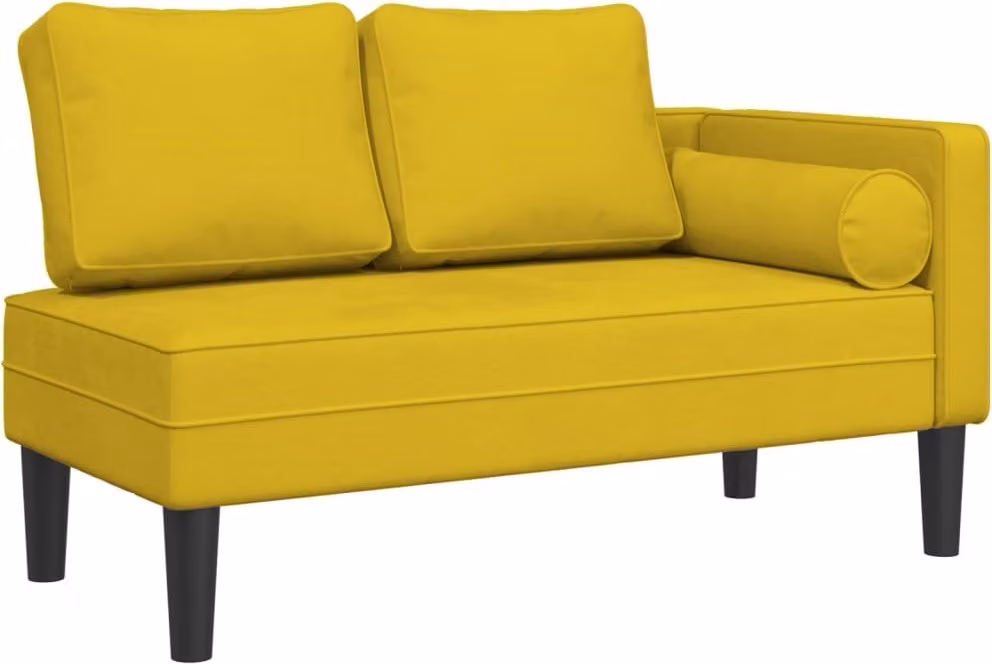 Chaise Longue con Cuscini Giallo in Velluto