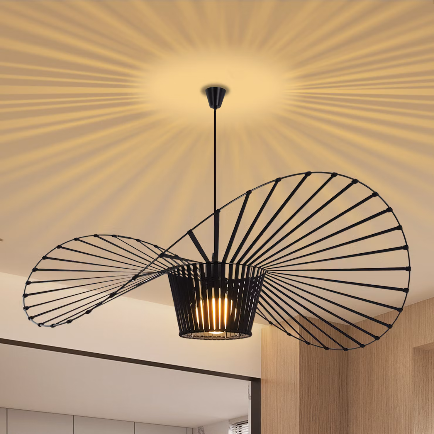 ZMH Lampada a sospensione per tavolo da pranzo, lampada da soggiorno 140 cm, attacco E27, lampada da tavolo regolabile in altezza, lampada a sospensione per sala da pranzo (lampadina non inclusa), nera