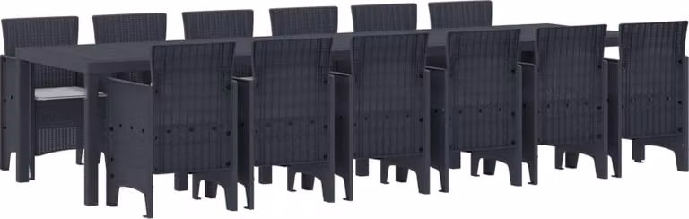 Set da Pranzo per Giardino 13 pcs Antracite Rattan Polt