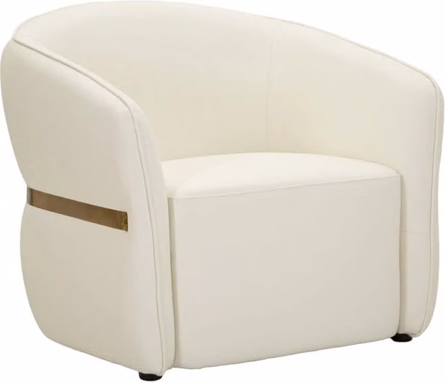 Poltrona Minsk KENDRA HOME in ecopelle bianca con dettagli oro e design moderno per il tuo soggiorno