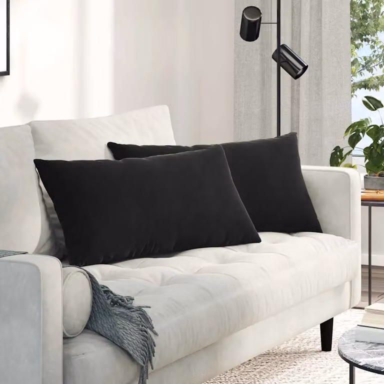 Set di 2 cuscini da divano vidaXL in tessuto a coste nero, L 80 cm x P 40 cm