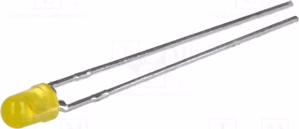 2 LED, 50°, 3mm, HLMP-1719, diodi LED a foro passante, 3mm, giallo, 0,9÷2,1 mcd