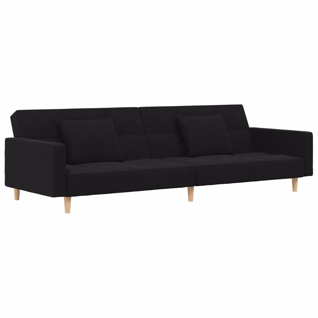 Divano Letto Click Clack vidaXL in Tessuto Nero con 2 Cuscini e Struttura in Legno Solido – 2