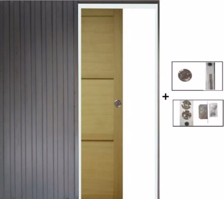 Porta scorrevole in legno Ayous 3 pannelli H204 x L83 cm, incasso GD MENUISERIES