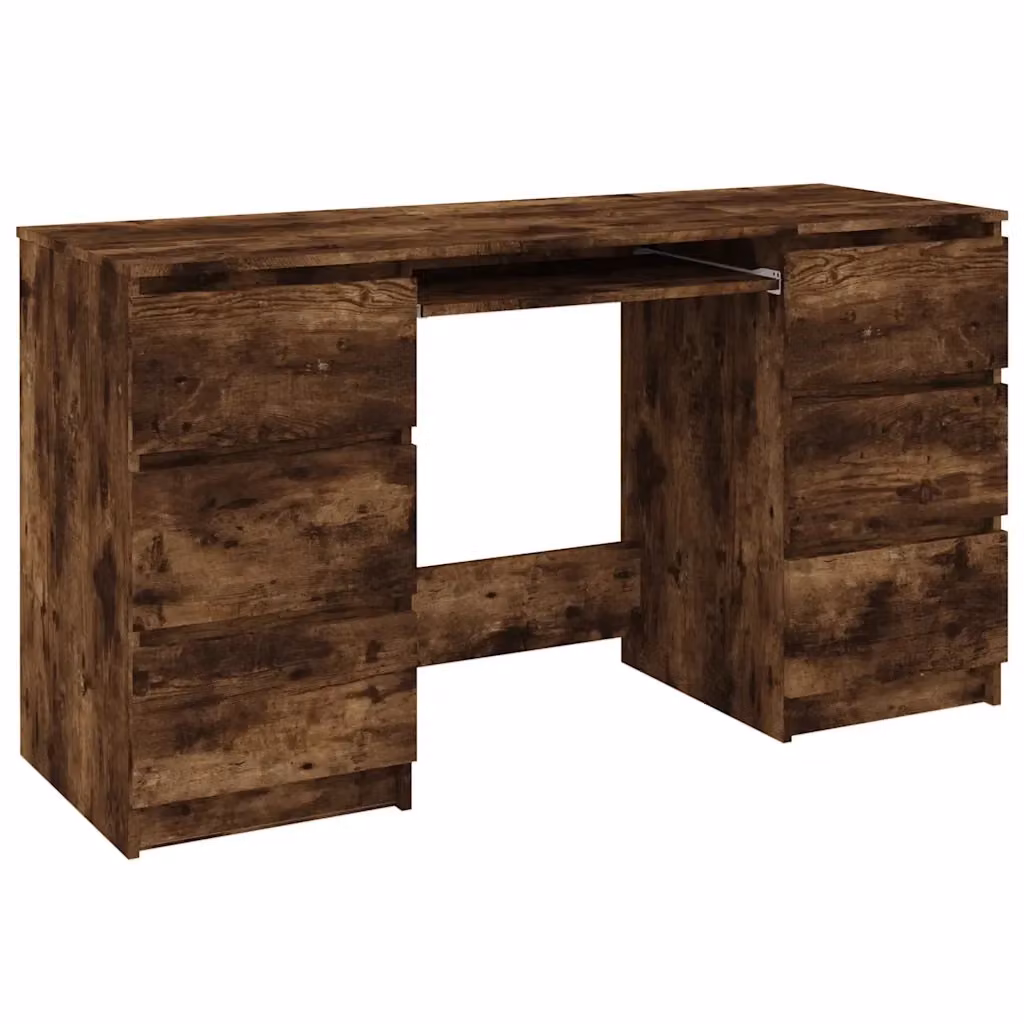 Scrivania da ufficio vidaXL in legno color rovere e marrone, design minimalista, L 140 x P 50 x H 77 cm – 2