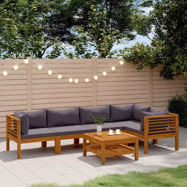Set Divani da Giardino 6 pz con Cuscini in Massello di Acacia 3086918