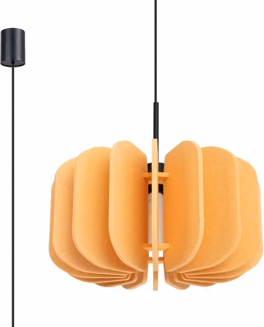 Lampada a sospensione BARDEO feltro gialla Ø45 E27