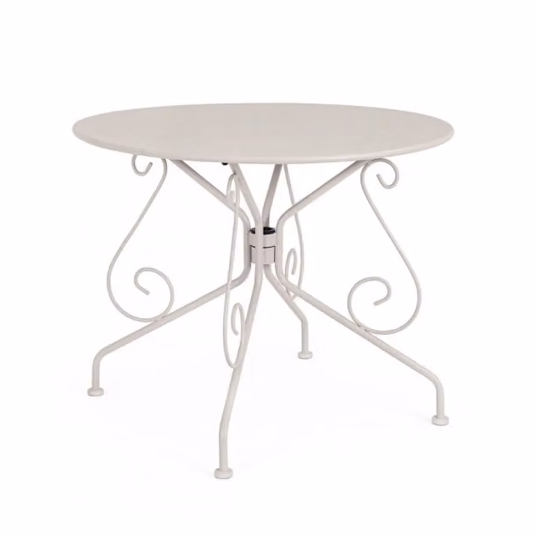 Tavolo ETIENNE in acciaio beige Ø90 cm