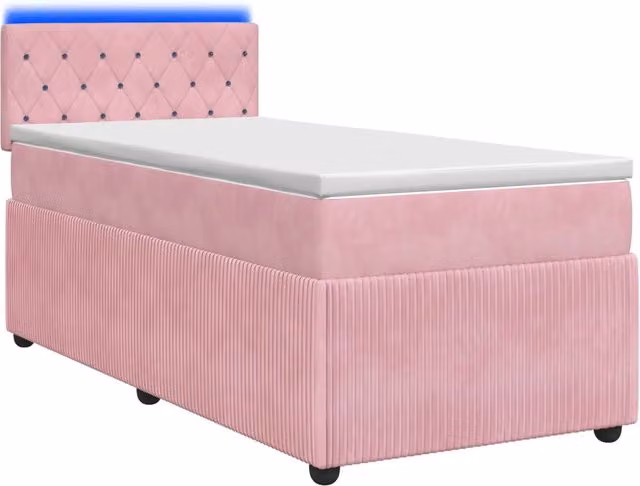 Letto box spring con materasso Rosa 90 x 190 cm Velluto 3453046