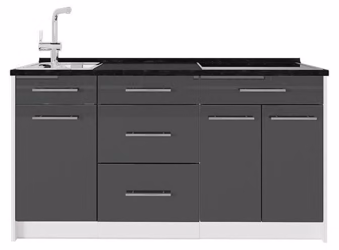 Cucine componibili piccole Vicco Fame-Line Antracite lucido/Bianco 150 cm senza piano di lavoro, Model 65320