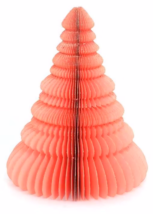 Albero di Natale in carta alveolare, colore rosa, 20 cm. Prodotto con materiali naturali
