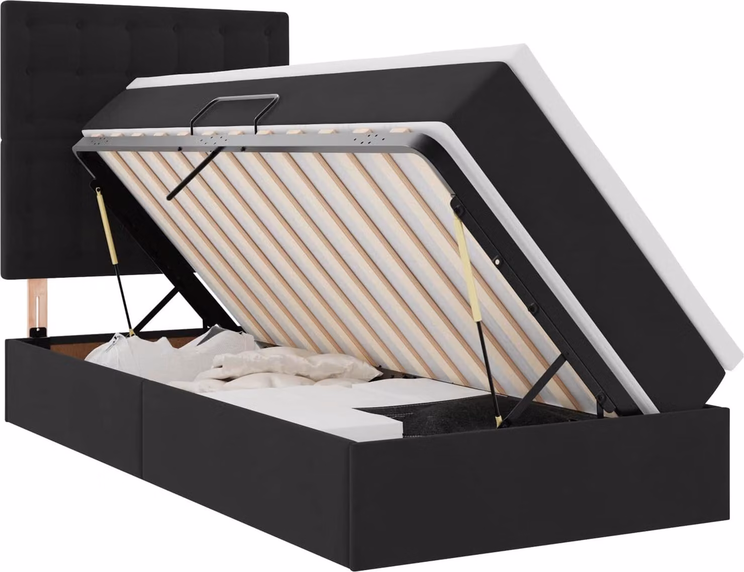 Letto con contenitore LED e materasso Nero 90 x 200 cm Velluto