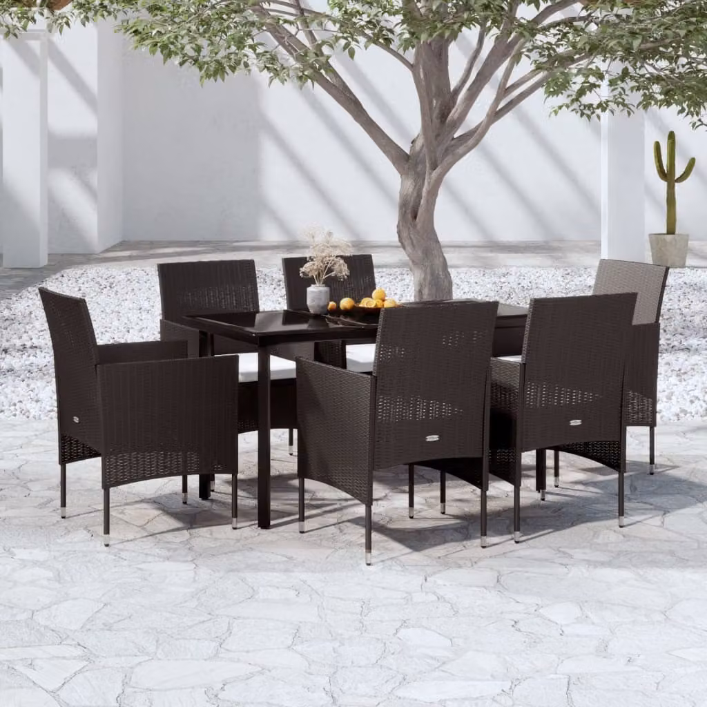 Maison Exclusive - Set da pranzo da giardino da 7 pezzi con cuscini, nero