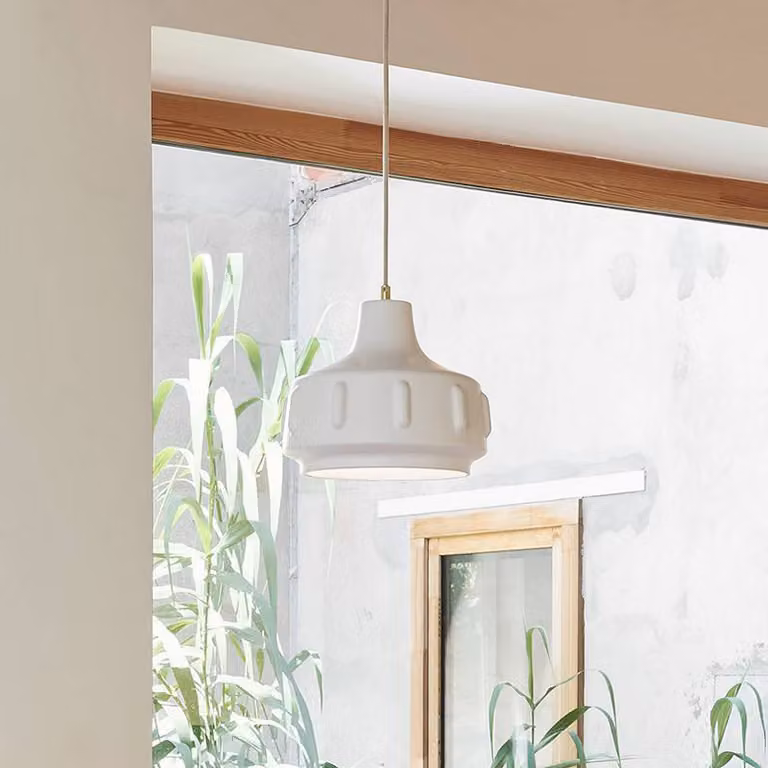 MARKET SET Lampada a sospensione Jimmy, dimmerabile, Bianco / Opale, Soggiorno / Sala da pranzo, Ceramica, Design, Lampada a sospensione