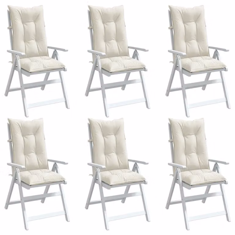 Set di 6 cuscini per sedia con schienale alto vidaXL in tessuto beige mélange, L 120 cm x P 50 cm x H 7 cm