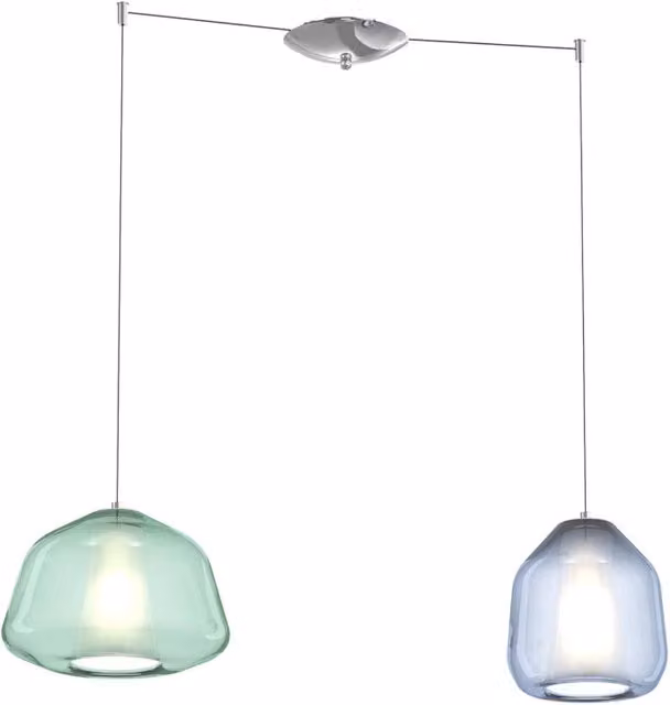Lampadario Contemp Double Skin Metallo Cromo Vetro Ab Multicolor 2 Luci E27