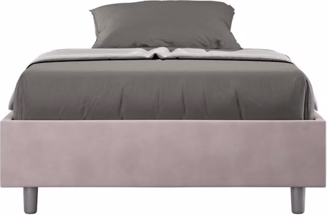 Letto una piazza e mezza senza rete imbottito 130x200 microfibra glicine Azelia