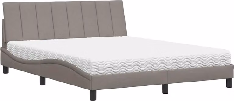 Letto con Materasso Hanko Tortora 160x200 cm in Tessuto