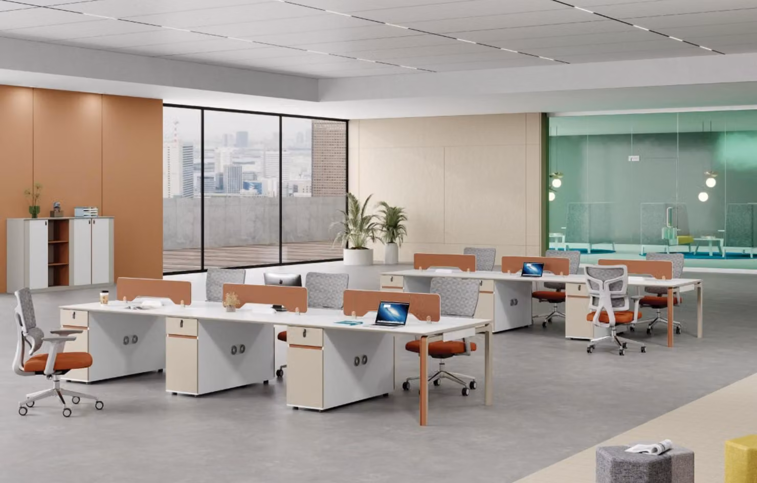Arbeitsplatz für 6 Personen Arbeitsplatz Schreibtisch Moderne Büroausstattung