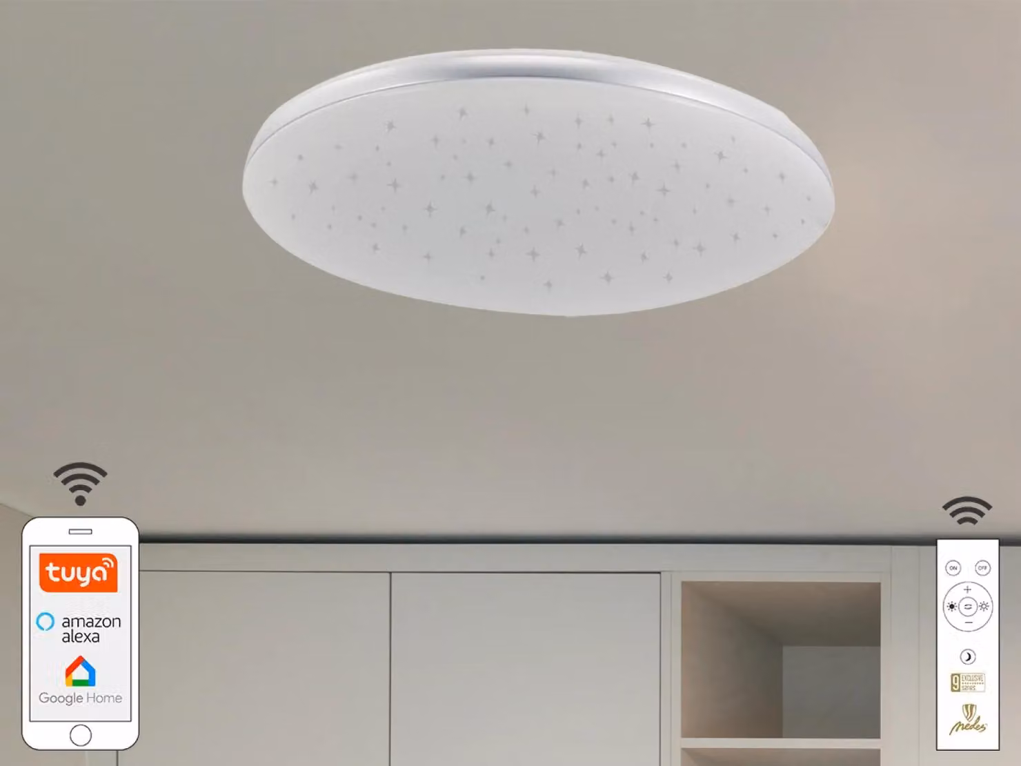 Lampada a soffitto LED STAR, 48W, con telecomando e Wi-Fi - modello LC912T